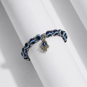 Lucky Blue Evil Eye Beaded Protection Bracelet Bangle